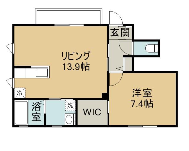 アヴァンシアF A棟(1LDK/1階)の間取り写真