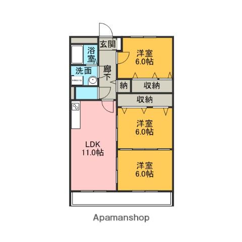 アムールドエル(3LDK/2階)の間取り写真