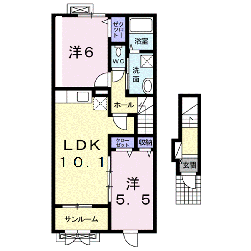 ベルシェリルB(2LDK/2階)の間取り写真
