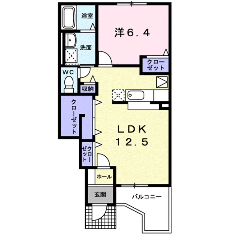 チェリーブロッサム(1LDK/1階)の間取り写真