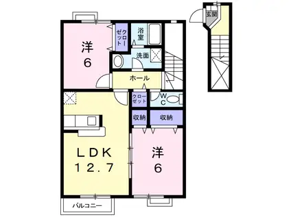 エヴァーグリーン(2LDK/2階)の間取り写真