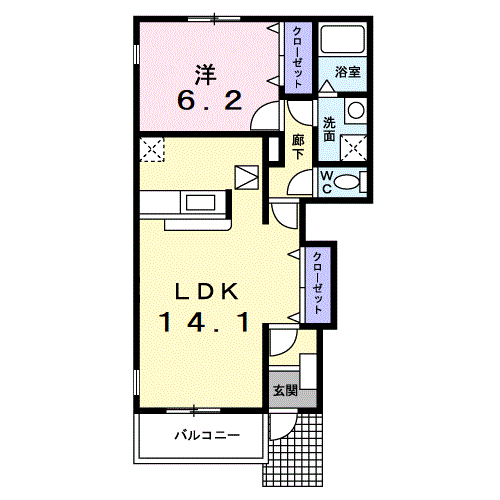 メゾンプラシードA(1LDK/1階)の間取り写真