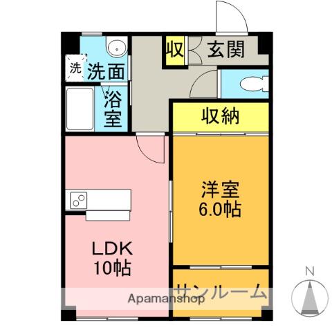 リヴィンSPⅡ(1LDK/2階)の間取り写真