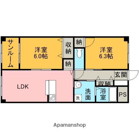 リヴィンSPⅠ(2LDK/2階)の間取り写真