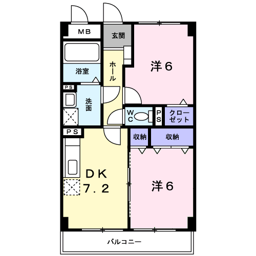 SUNNYコア・T(2DK/1階)の間取り写真