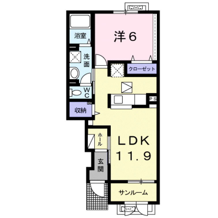 ラ.ヴェリタ(1LDK/1階)の間取り写真