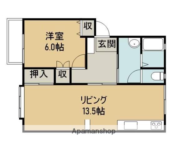 コーポメツギ(1LDK/1階)の間取り写真