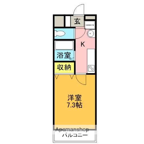 CRADLE(1K/2階)の間取り写真