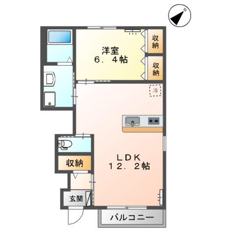 ガーデンコート上乃木(1LDK/1階)の間取り写真