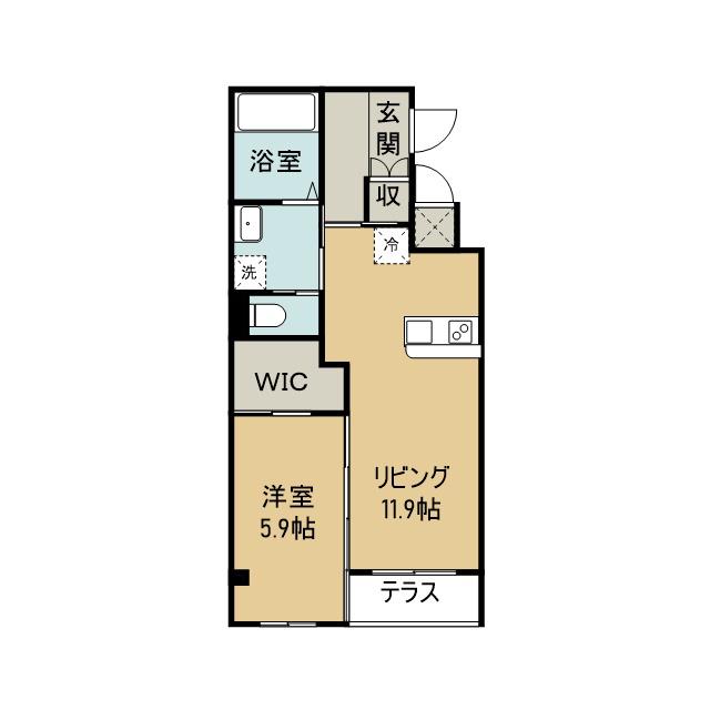 フェリエ浜乃木(1LDK/3階)の間取り写真