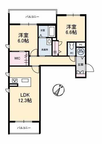 ル・シエール(2LDK/1階)の間取り写真