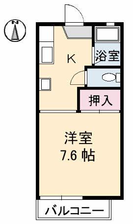 コーポKⅢ(1K/1階)の間取り写真