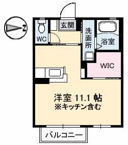 モンプレジール(1K/2階)の間取り写真