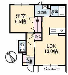 リメンブランス Ⅰ棟(1LDK/1階)の間取り写真
