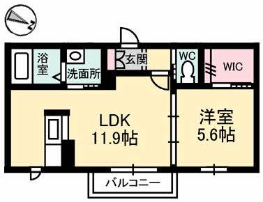 POSTOⅥ号館(1LDK/2階)の間取り写真