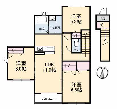 EMINA(3LDK/2階)の間取り写真