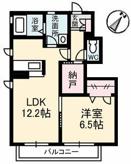 CORPORUSE城北(1LDK/1階)の間取り写真