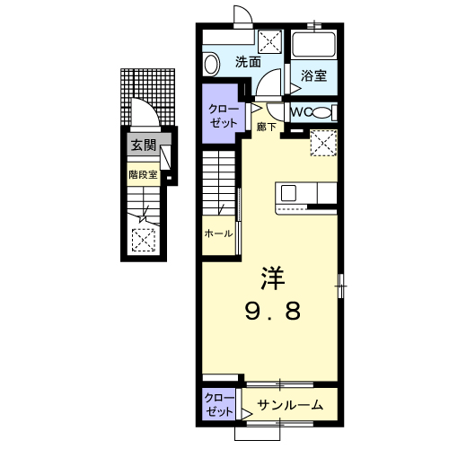 ラフレシールM(ワンルーム/2階)の間取り写真