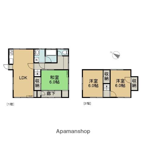 一畑電車北松江線 松江しんじ湖温泉駅 徒歩27分 2階建 築38年(3LDK)の間取り写真