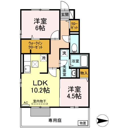 デスパシオ(2LDK/1階)の間取り写真