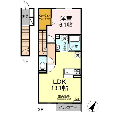 エルフォルク(1LDK/2階)の間取り写真