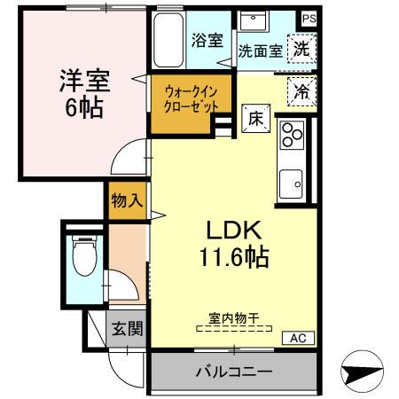 ロイヤルステージ国屋町(1LDK/1階)の間取り写真