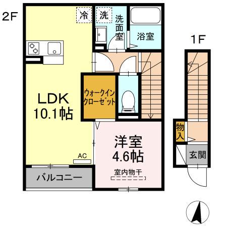 ヴェルスクエア(1LDK/2階)の間取り写真