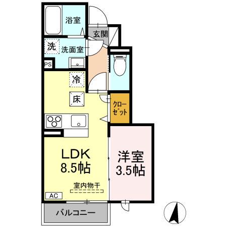 メゾン群来(1LDK/1階)の間取り写真