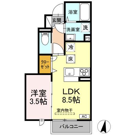 メゾン群来(1LDK/1階)の間取り写真