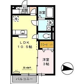 ラフィーネ(1LDK/1階)の間取り写真