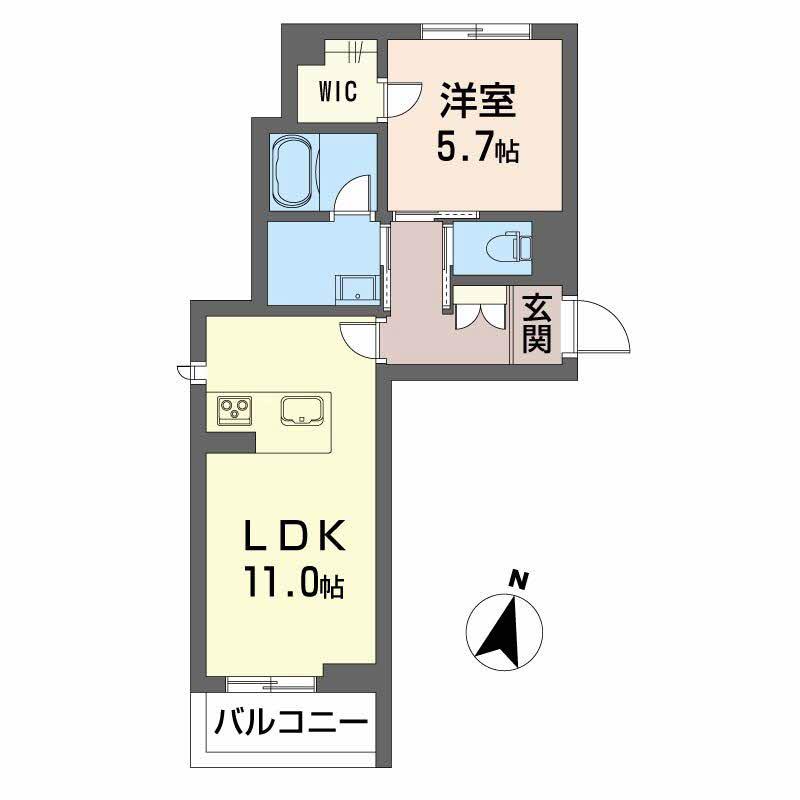 リベラピエナ(1LDK/1階)の間取り写真