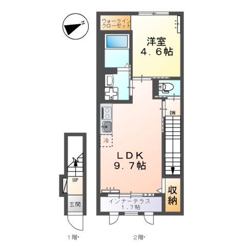 グラシア上乃木(1LDK/2階)の間取り写真