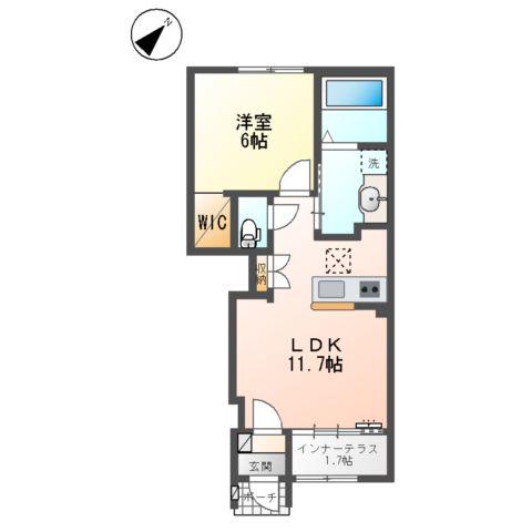 LA PAUSE 東出雲(1LDK/1階)の間取り写真