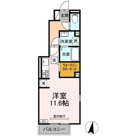 リュール天神川(ワンルーム/1階)の間取り写真