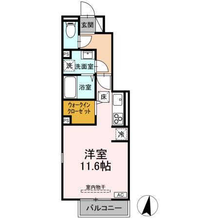 リュール天神川(ワンルーム/1階)の間取り写真