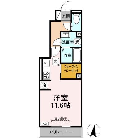 リュール天神川(ワンルーム/1階)の間取り写真