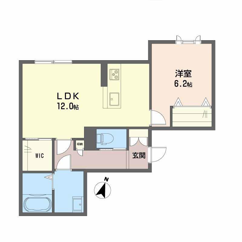 NOCE堂形(1LDK/2階)の間取り写真