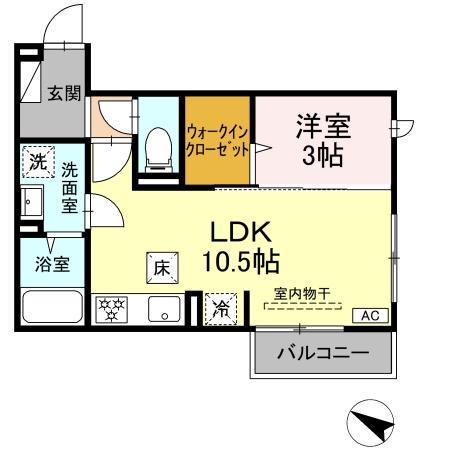 ロイヤルステージ西持田町 B棟(1LDK/1階)の間取り写真