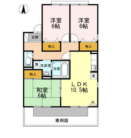 アヴニールE(3LDK/1階)の間取り写真