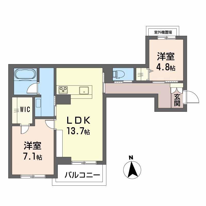 チェルシー 西津田 イースト(2LDK/2階)の間取り写真