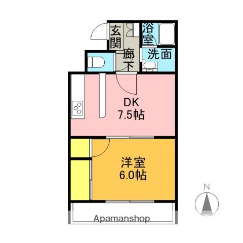 キムラビル(1DK/1階)の間取り写真