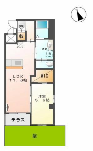 山陰本線 松江駅 徒歩28分 3階建 築13年(1LDK/1階)の間取り写真