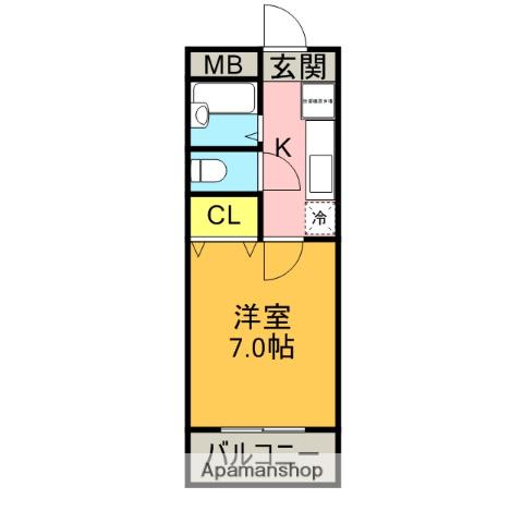 ぐりいんロッヂ(1K/2階)の間取り写真