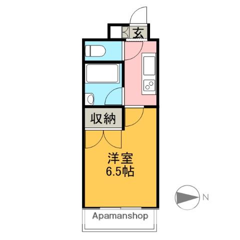 ソレイユA(1K/1階)の間取り写真