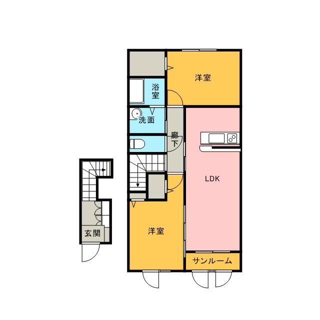 サンローレルⅠ(2LDK/2階)の間取り写真
