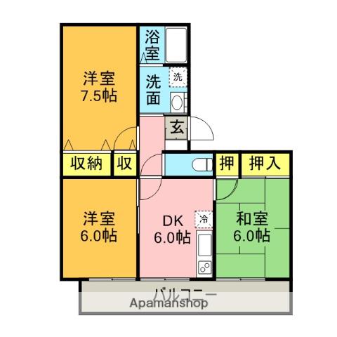 ラフォーレ(3DK/3階)の間取り写真