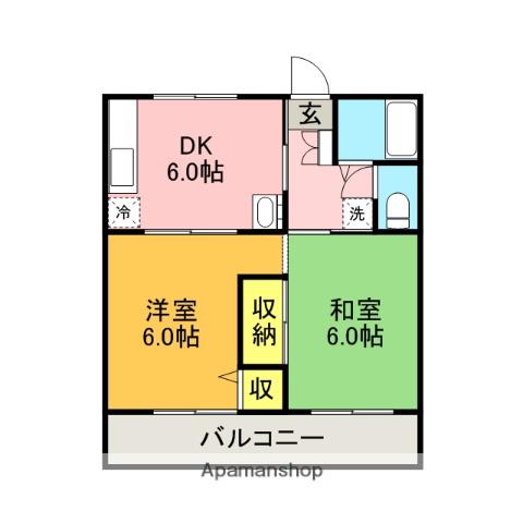 フレグランスイブヤ(2DK/1階)の間取り写真
