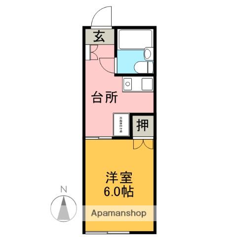 コーポ西川津(1K/2階)の間取り写真