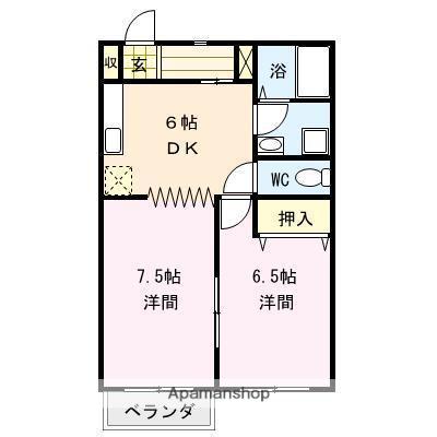 ナチュレ(2DK/1階)の間取り写真