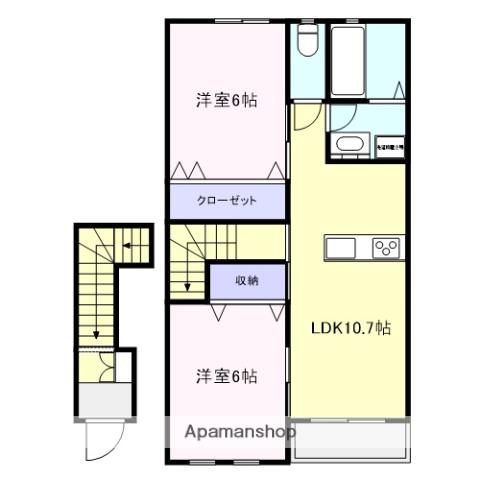 アルビ元宮(2LDK/2階)の間取り写真